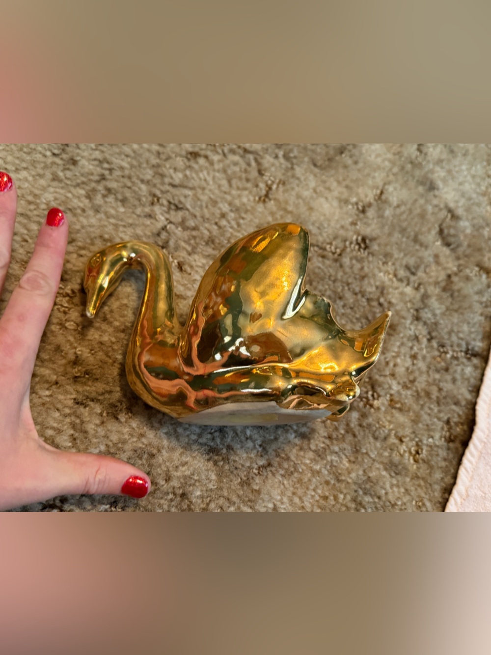 Vintage Mid Century Modern Gold Ceramic Animal Dish MCM Decor